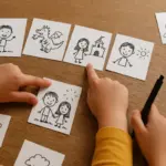 Giochi di storytelling con vignette disegnate a mano: Perché sviluppano creatività e linguaggio