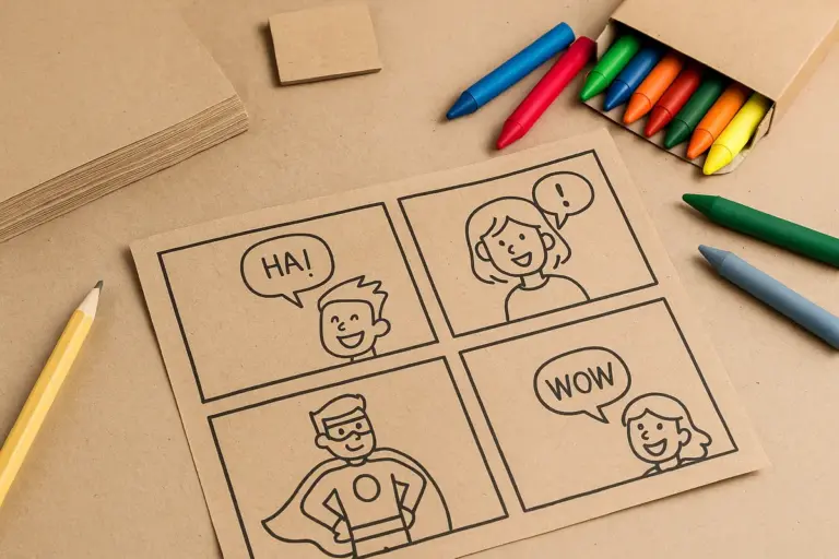 Carta riciclata per creare vignette: il materiale che trasforma ogni disegno in gioco