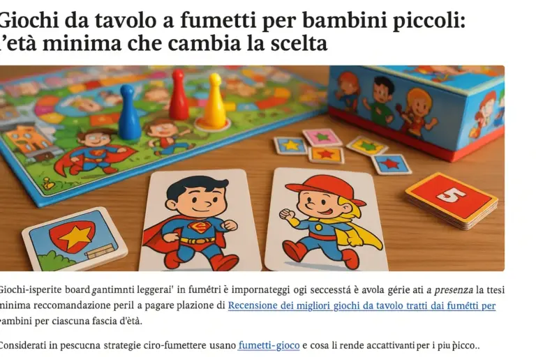Giochi da tavolo a fumetti per bambini piccoli: l’età minima che cambia la scelta