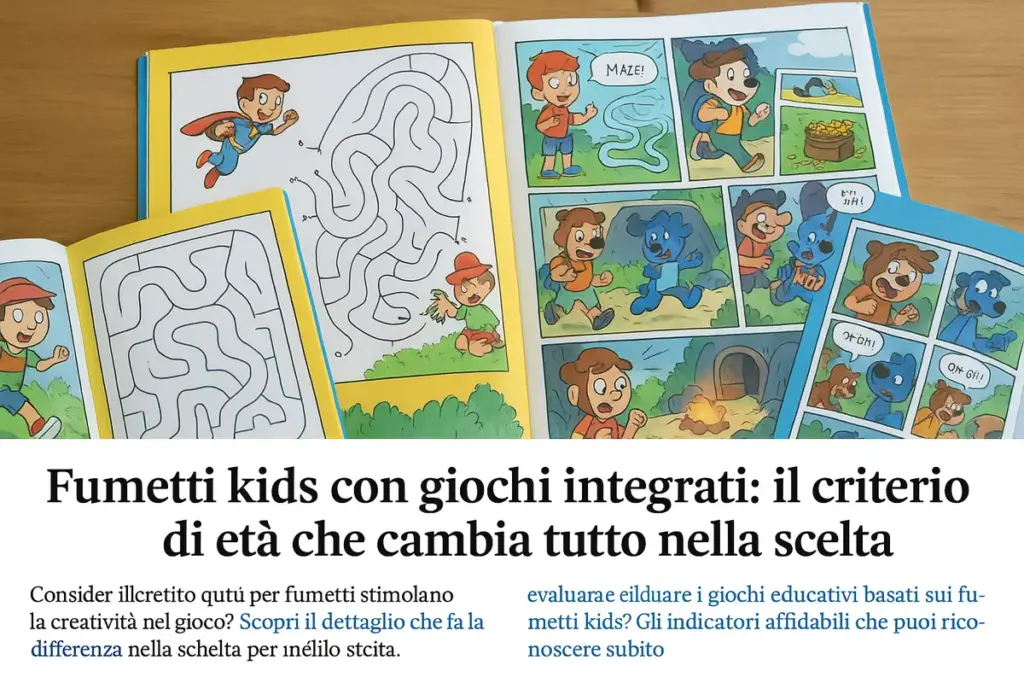 Fumetti kids con giochi integrati: il criterio di età che cambia tutto nella scelta