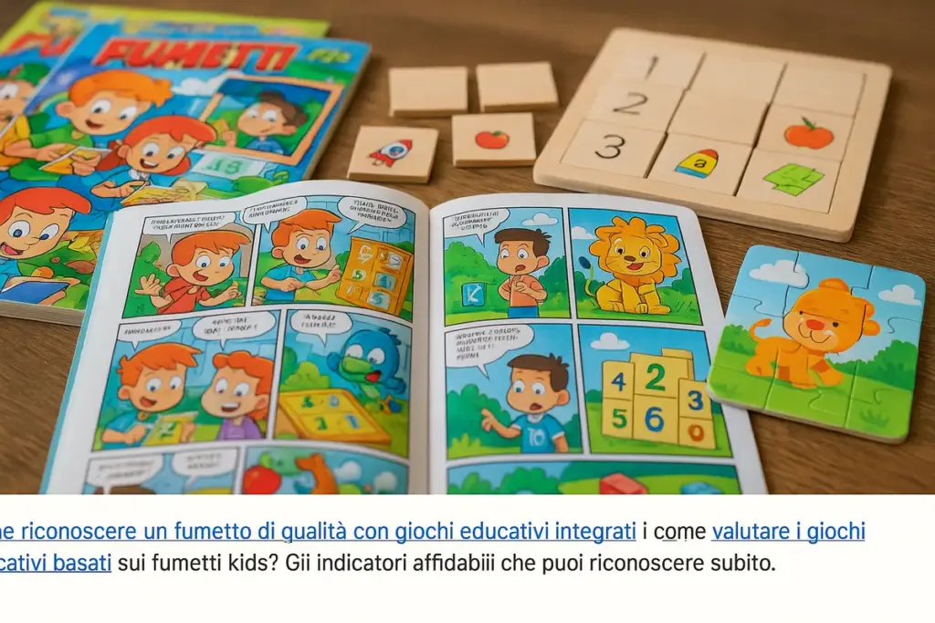 Fumetti kids con giochi educativi: il criterio grafico che cambia la scelta