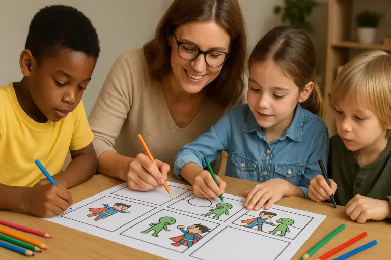 Come si costruisce una storia a più mani con i bambini: il ruolo di ogni vignetta