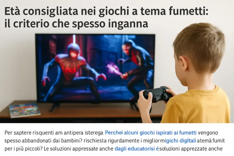 Età consigliata nei giochi a tema fumetti: il criterio che spesso inganna