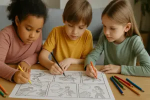 Creare un fumetto a più mani con bambini diversi per età: come si bilancia