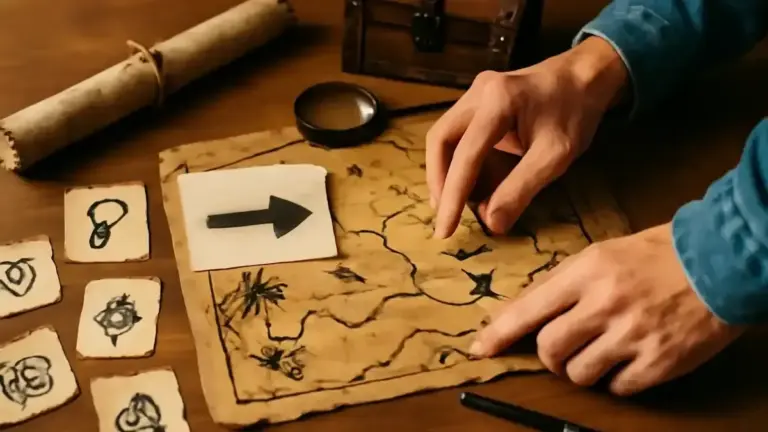 Una mappa del tesoro a vignette: come costruirla con cartoncino e indizi illustrati