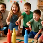 Bowling in giardino per bambini: regole semplici con bottiglie e palla morbida