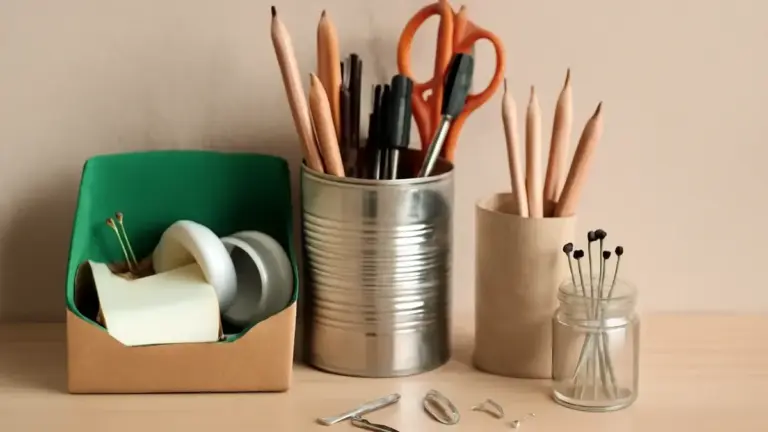Organizzatore da scrivania con rotoli di cartone: come unire scomparti di diverse altezze